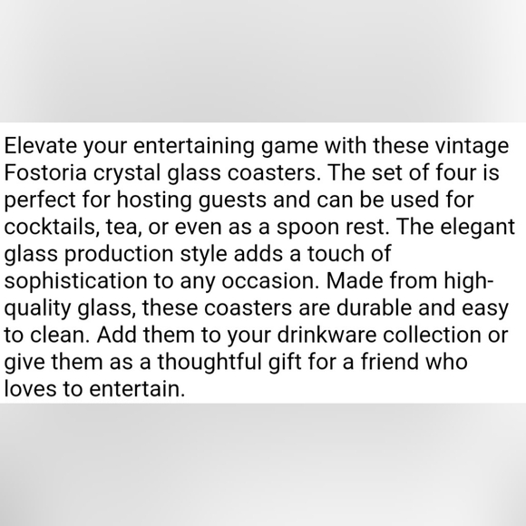 Vtg Fostoria Glass Coasters spoon rests tea bag lemon slice - Picture 3 of 3